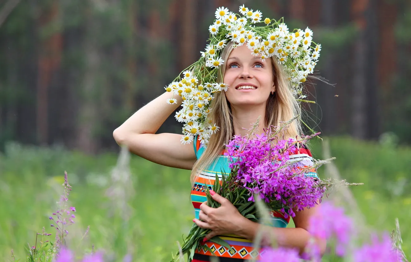 Фото обои лето, взгляд, девушка