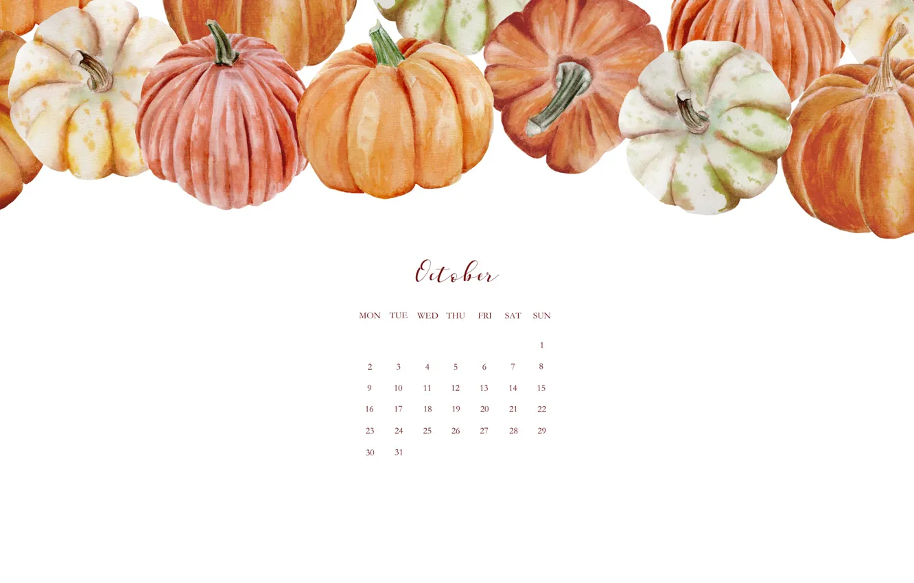 Фото обои осень, октябрь, тыквы, тыква, календарь, календарь на октябрь, октябрь 2017