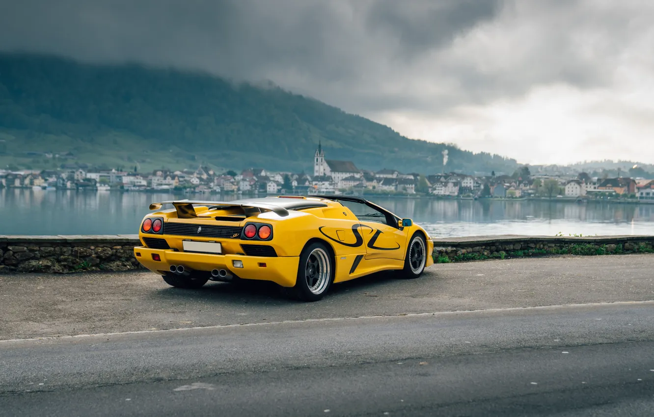 Фото обои Lamborghini, yellow, lambo, Diablo, 1998, Lamborghini Diablo SV Roadster