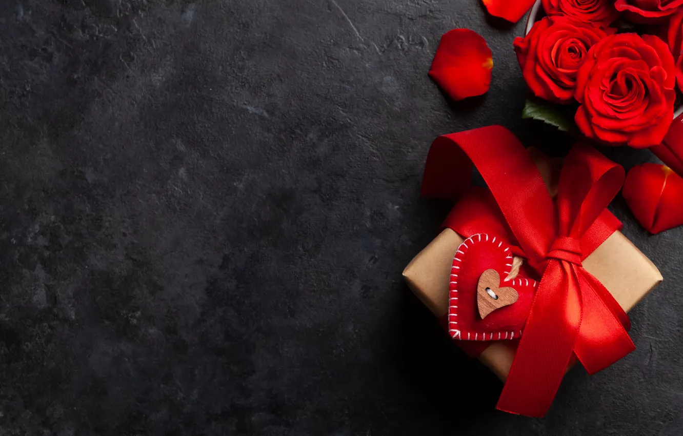 Фото обои любовь, цветы, подарок, романтика, розы, love, happy, День святого Валентина