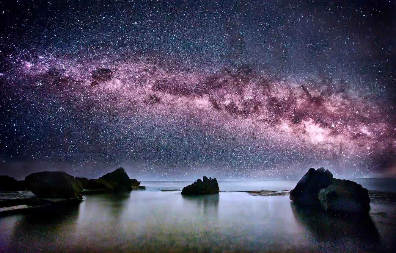 Фото обои sky, night, stars, bitch, australia, milky-way