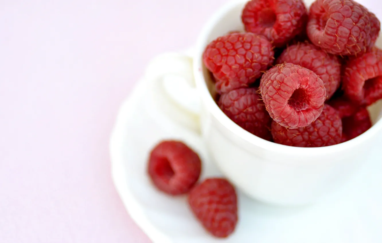Фото обои малина, фрукты, cup, fruits, raspberries, чашкa