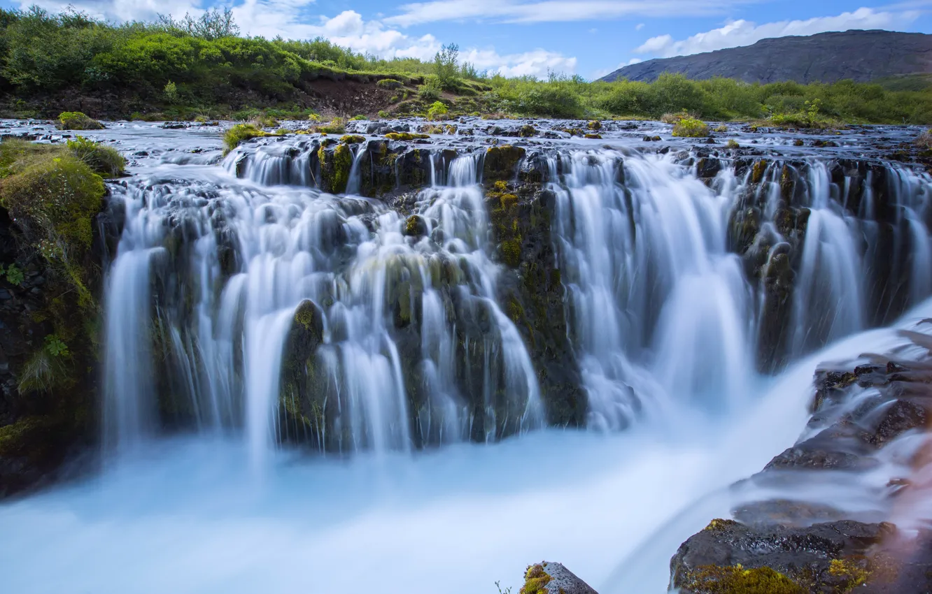 Фото обои река, водопад, Исландия, Iceland, Brúarfoss