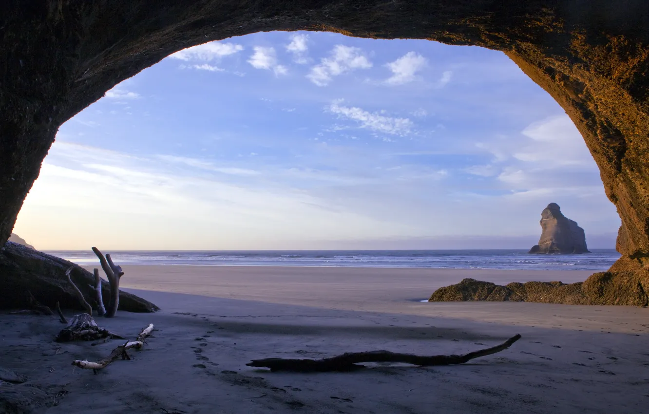 Фото обои beach, New Zealand, Sunset