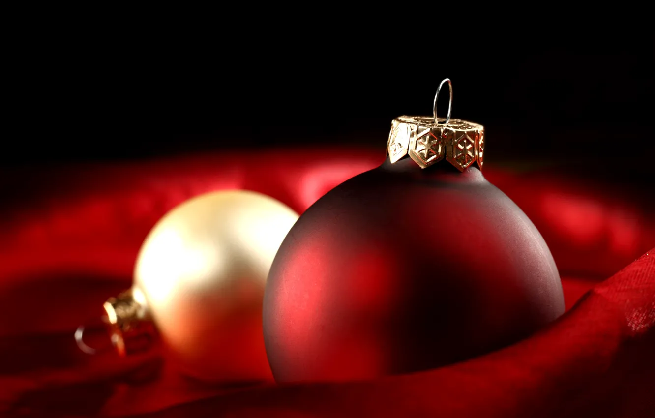 Фото обои зима, красный, игрушки, шар, шарик, Новый Год, Рождество, декорации