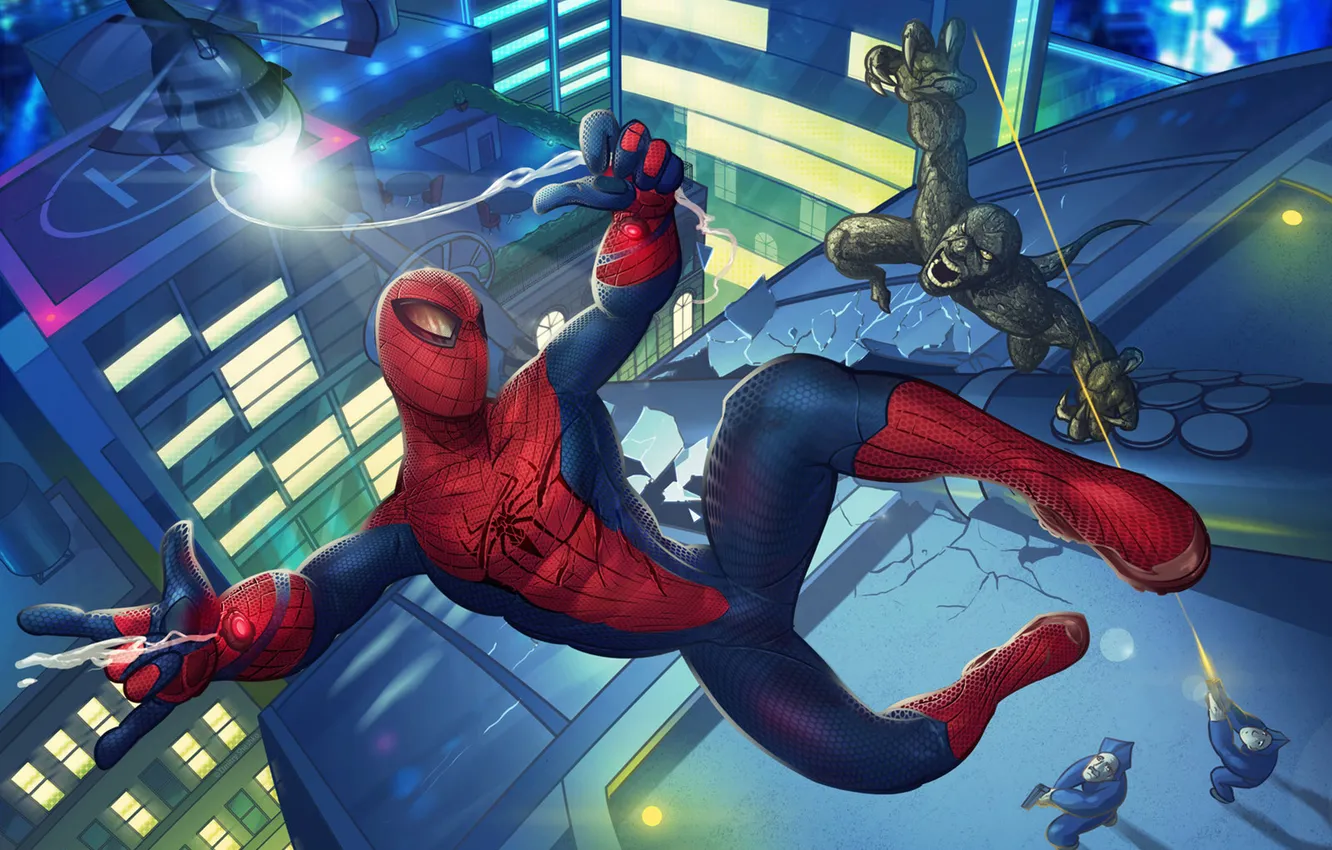 Фото обои костюм, супергерой, The Amazing Spider-Man, Новый Человек-паук, Lizard