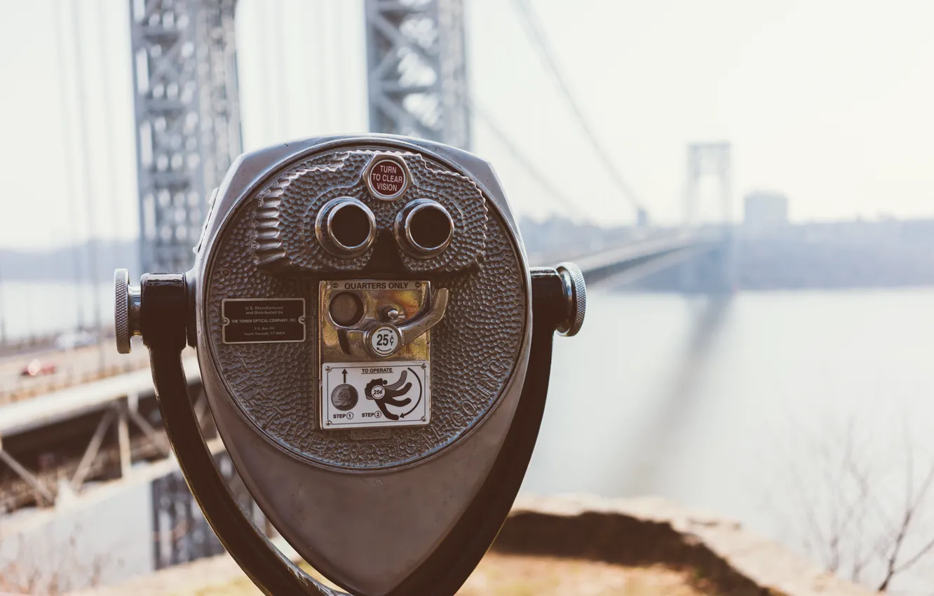 Фото обои USA, bridge, New York, bokeh, New Jersey, America, George Washington Bridge, United States of America