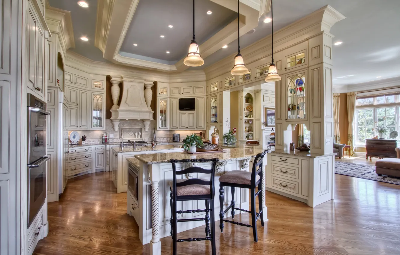 Фото обои стол, мебель, лампа, интерьер, стул, кухня, ваза