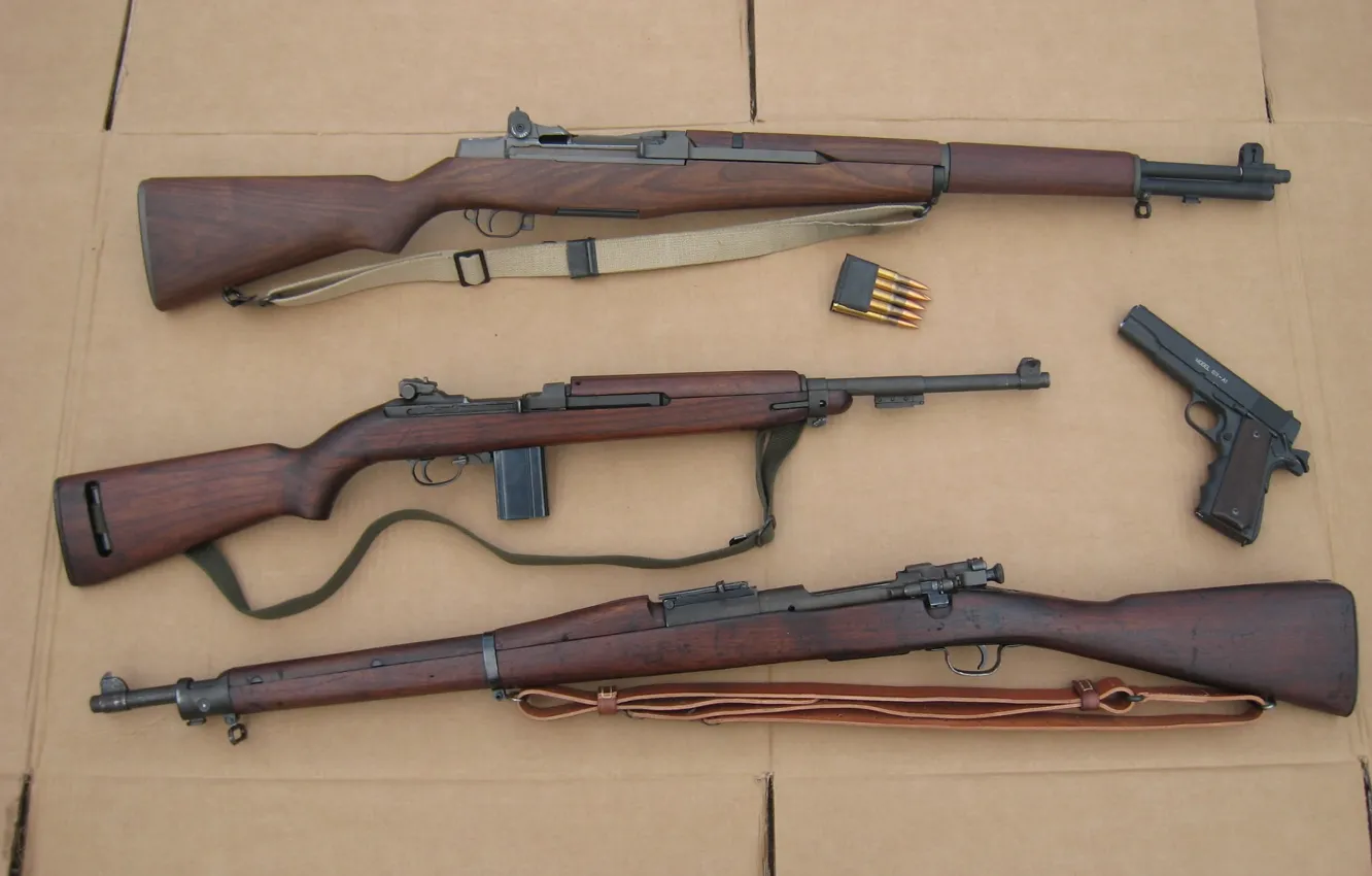 Фото обои пистолет, винтовка, карабин, M1911, Colt, самозарядная, Springfield, полуавтоматический