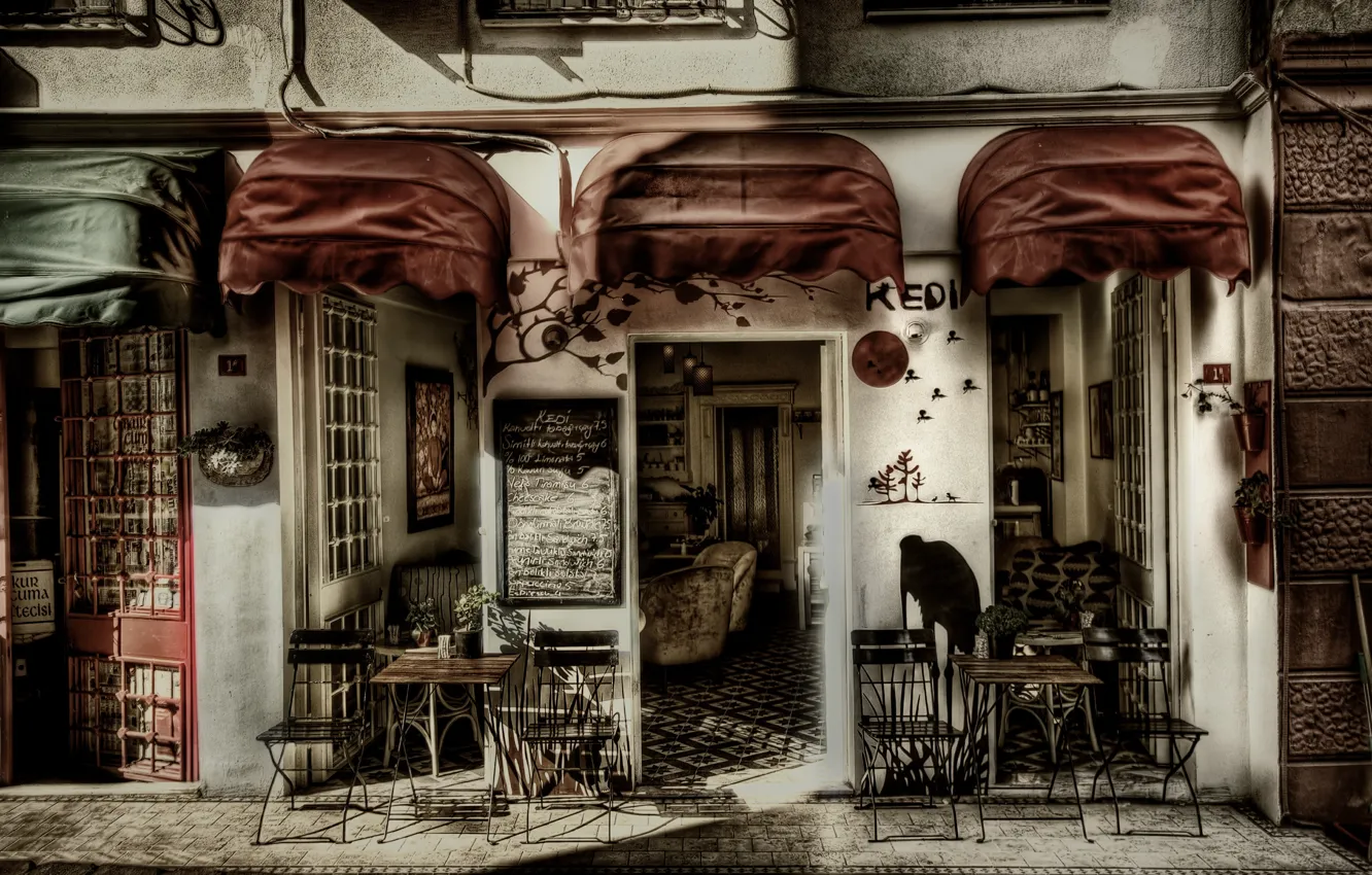 Фото обои HDR, Кафе, Улица, Стамбул, Турция, Street, Cafe, Istanbul