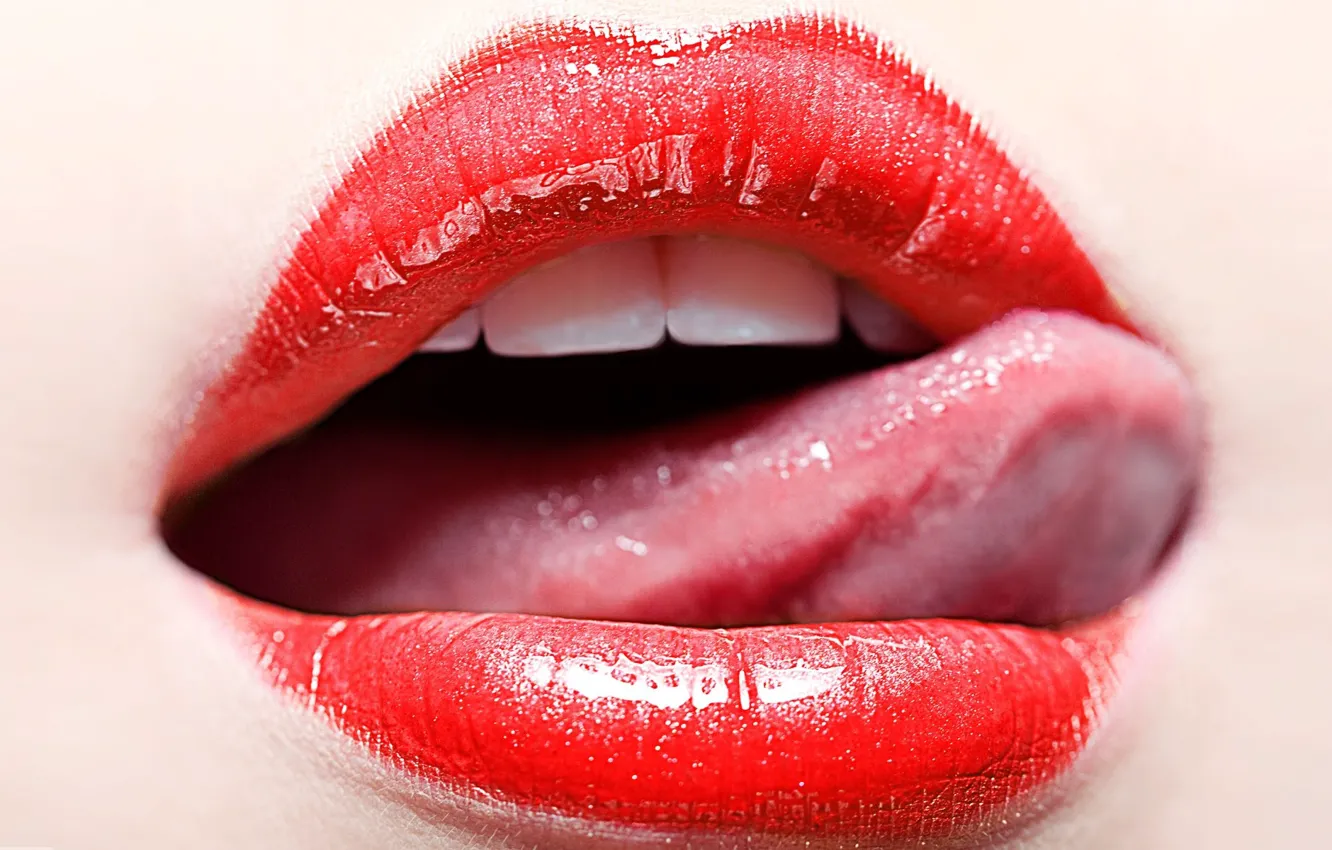 Фото обои lips, tongue, makeup, teeth