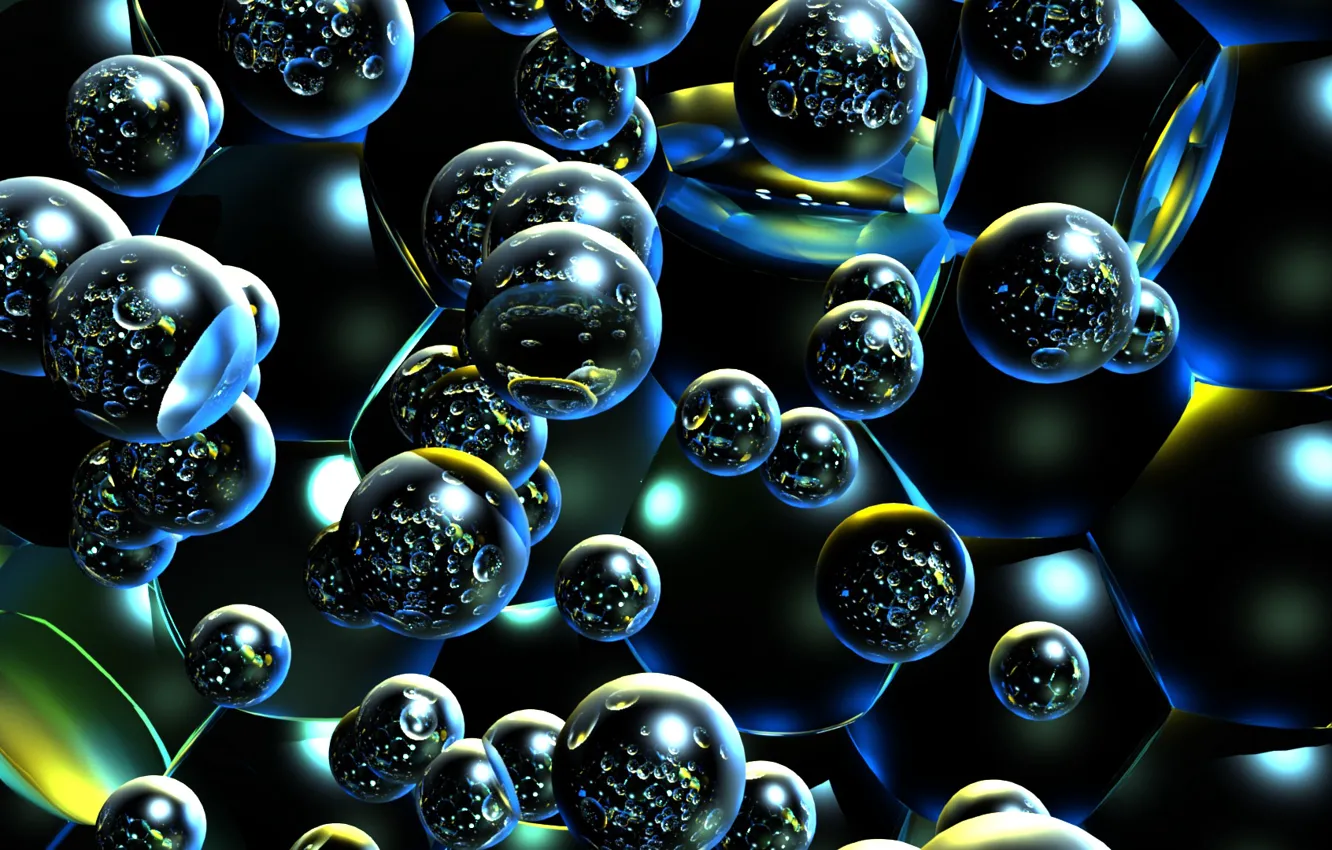 Фото обои пузырьки, отражение, текстура
