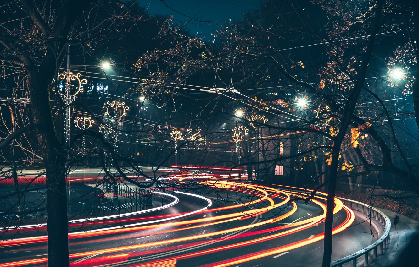 Фото обои street lights, Lietuva, Kaunas
