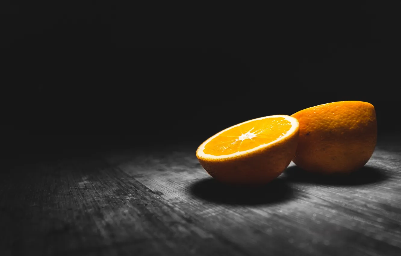 Фото обои макро, фон, апельсин, половинки