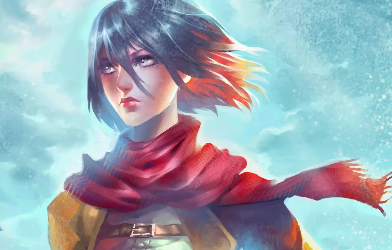 Фото обои девушка, Mikasa, фан Арт, attack on titan, LuXame
