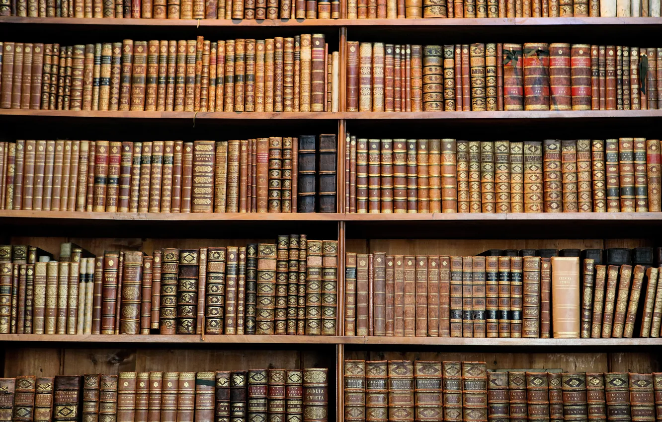 Фото обои wood, books, library, hard cover