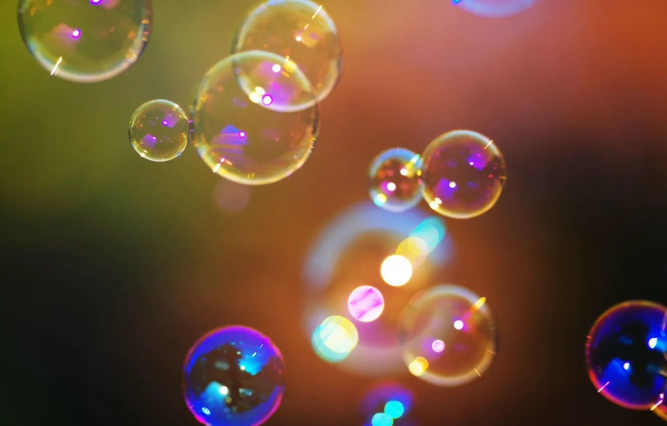 Фото обои пена, цвета, свет, блики, краски, мыльные пузыри, яркость