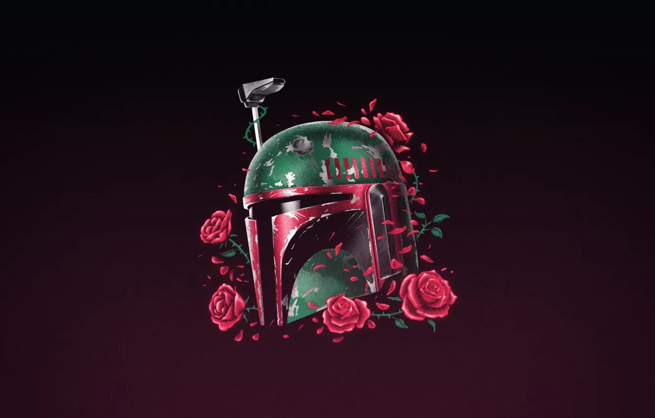 Фото обои Минимализм, Star Wars, Шлем, Фон, Маска, Розы, Арт, Art