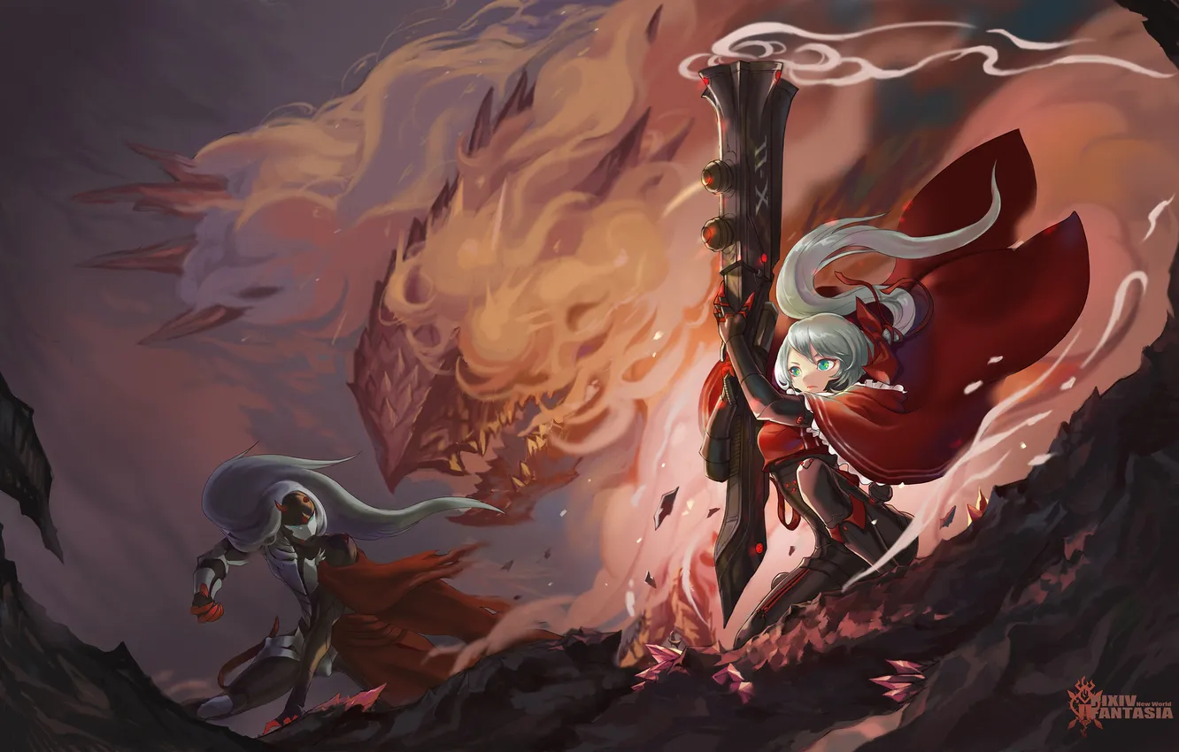 Фото обои art, female, Male, pixiv fantasia, Quaanqin, Pixiv Fantasia New World