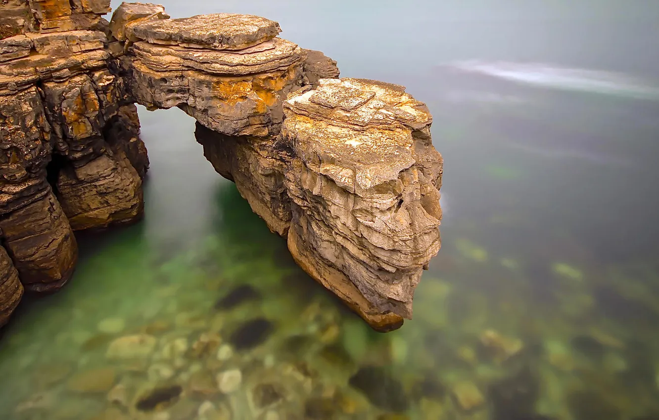 Фото обои море, скала, берег, snake rock