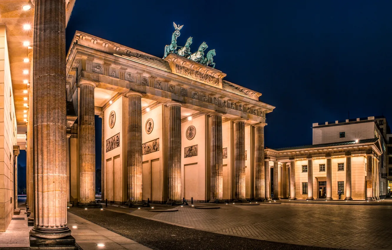 Фото обои ночь, город, Германия, освещение, площадь, архитектура, Germany, Deutschland