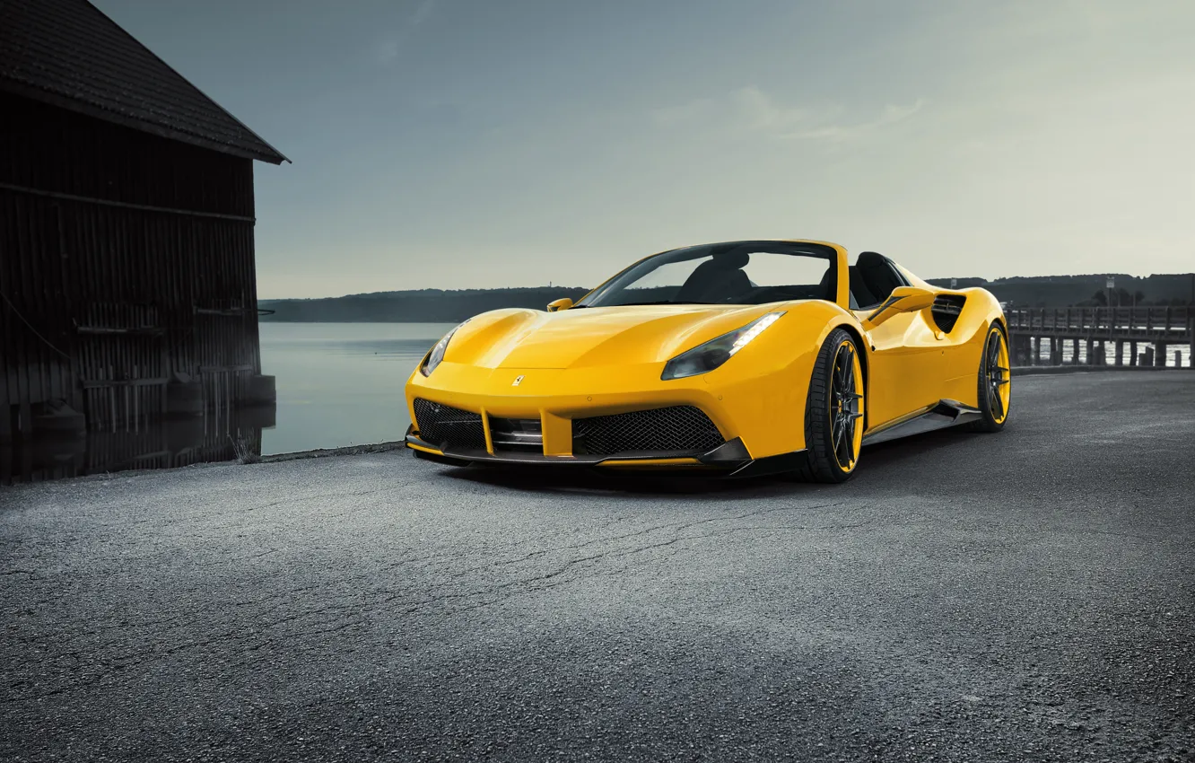 Фото обои car, машина, желтый, Ferrari, феррари, tuning, передок, Spider