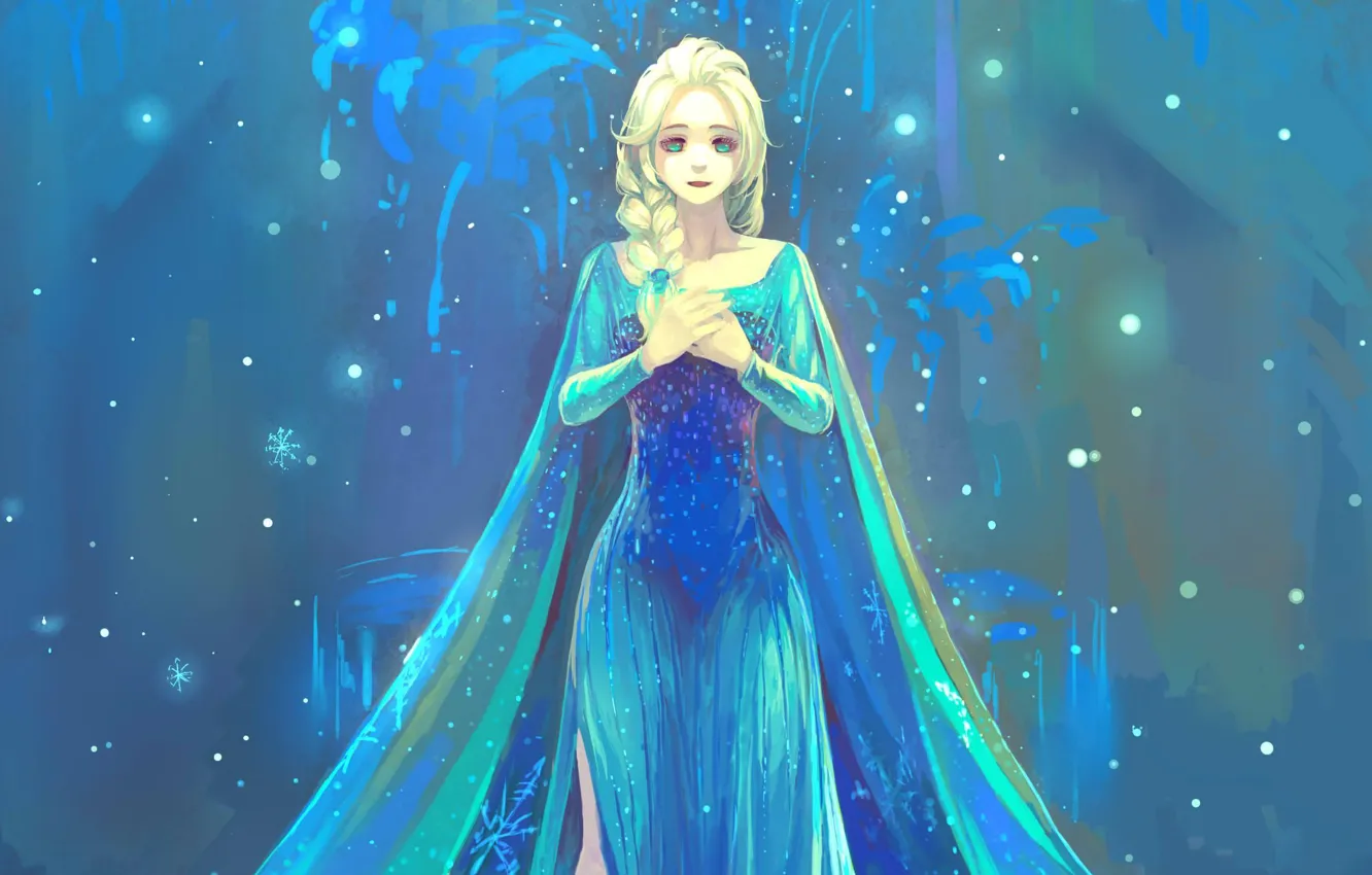 Фото обои девушка, платье, арт, Frozen, Elsa, Эльза, Холодное сердце