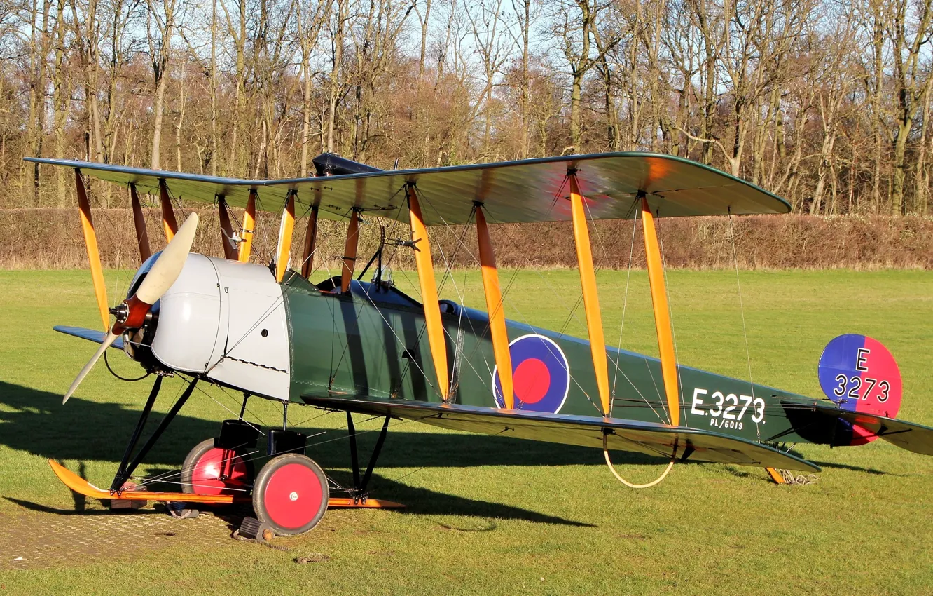 Фото обои поле, трава, британский, двухместный, базовый, Авро Серии 504, учебно-тренировочный самолёт, Avro 504 Series