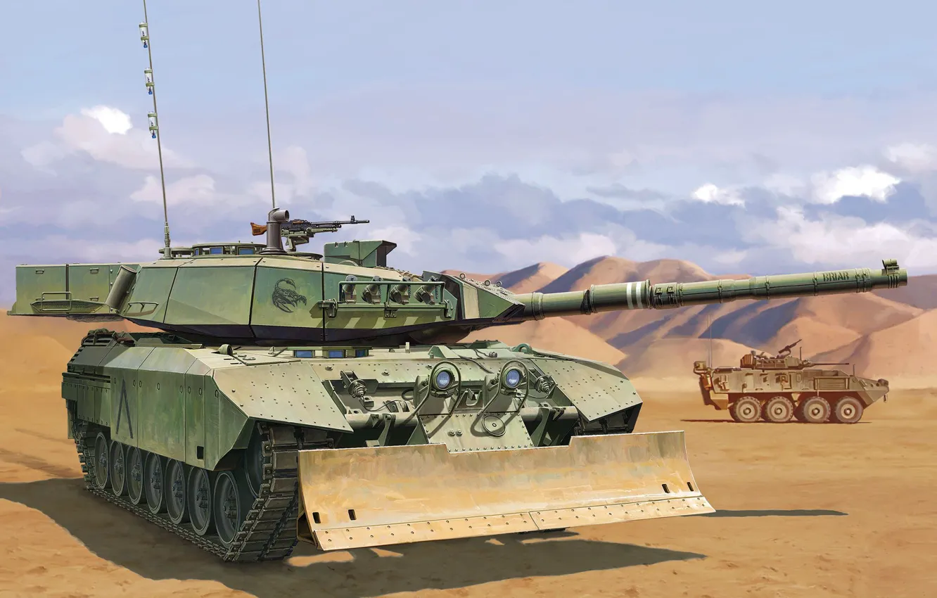 Фото обои Арт, Leopard C2 MEXAS, Dozer Blade, Canadian MBT