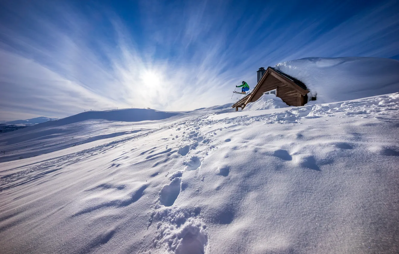 Фото обои Norway, Sky jumping, Myrkdalen