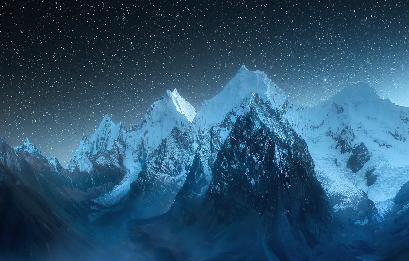 Фото обои звезды, горы, Peru, Перу, снега, Cordillera, Huayhuash