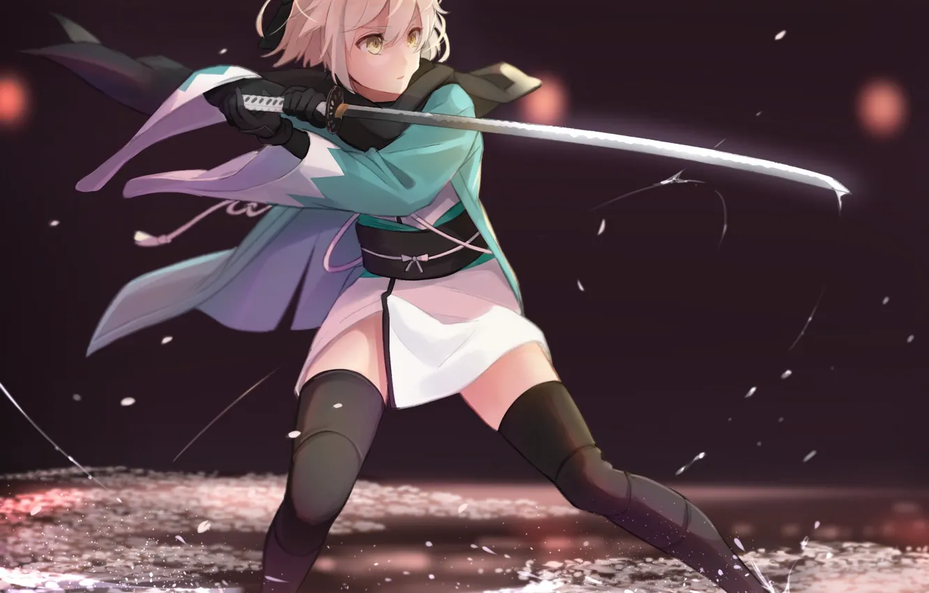 Фото обои girl, sword, game, anime, katana, ken, blade, blonde