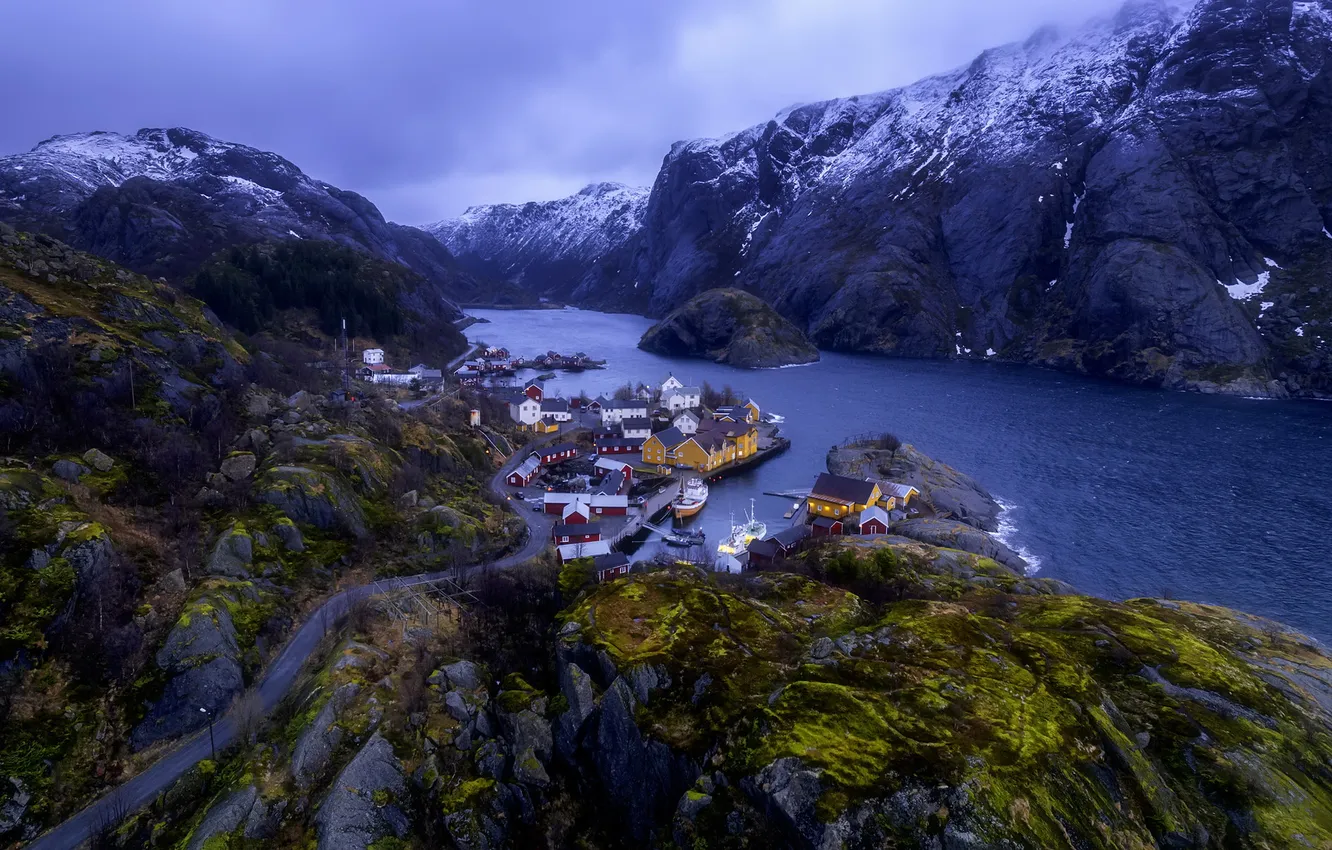 Фото обои Norway, Vika, Nordland, Nusfjord