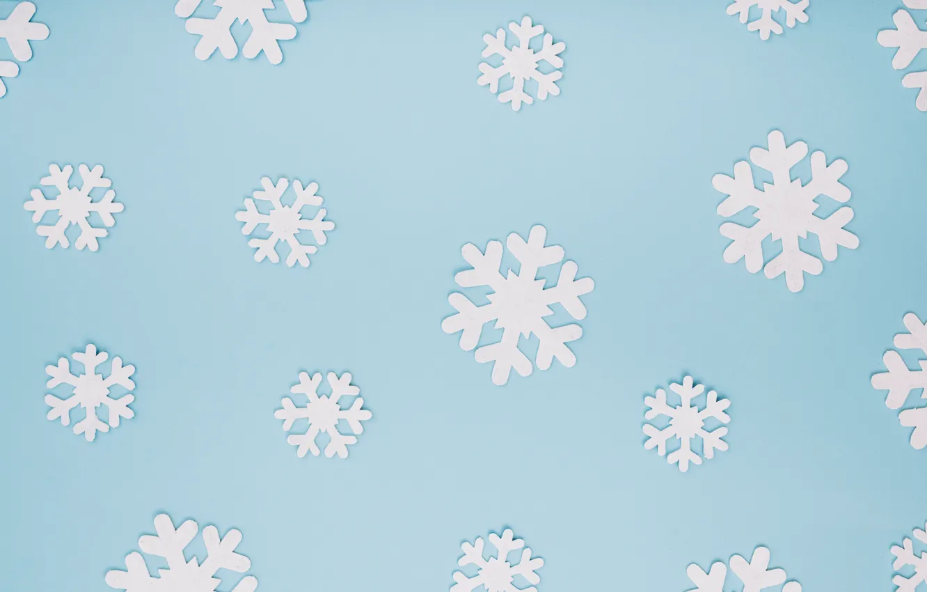 Фото обои зима, снежинки, фон, голубой, Christmas, blue, winter, background, snowflakes