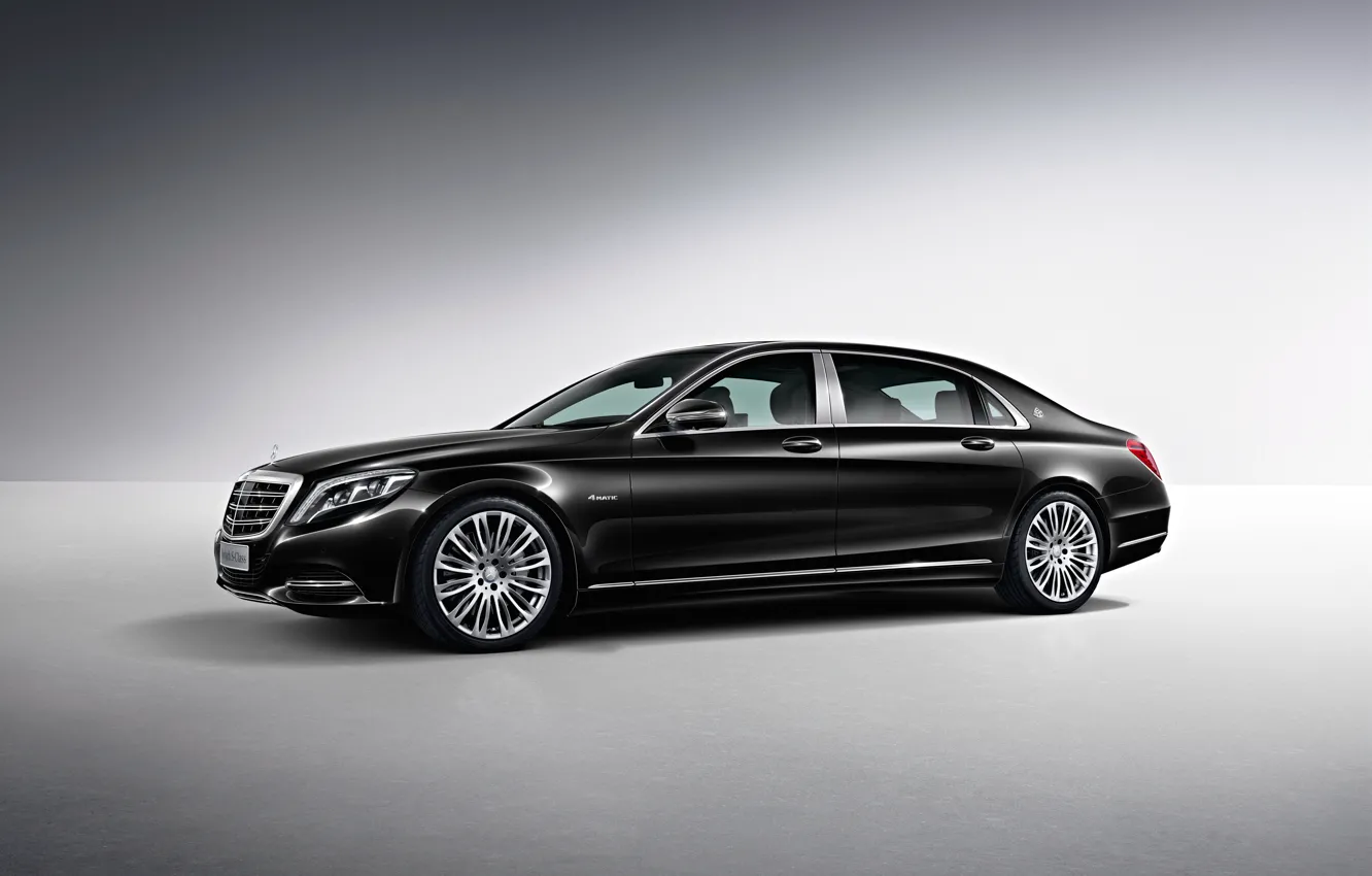 Фото обои черный, Mercedes-Benz, Maybach, сбоку, мерседес, Black, S-Class, X222