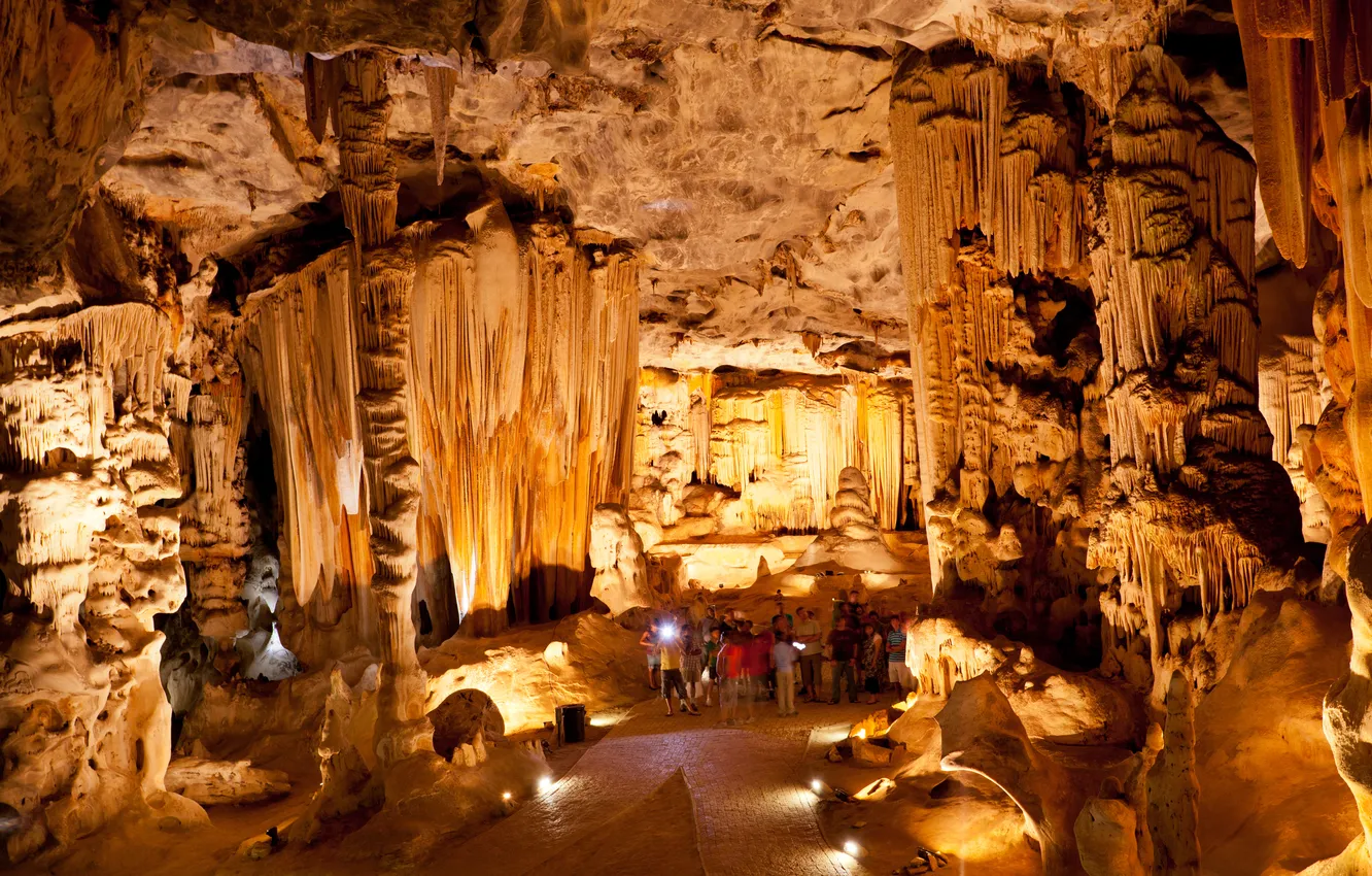 Фото обои lighting, cave, natural stone
