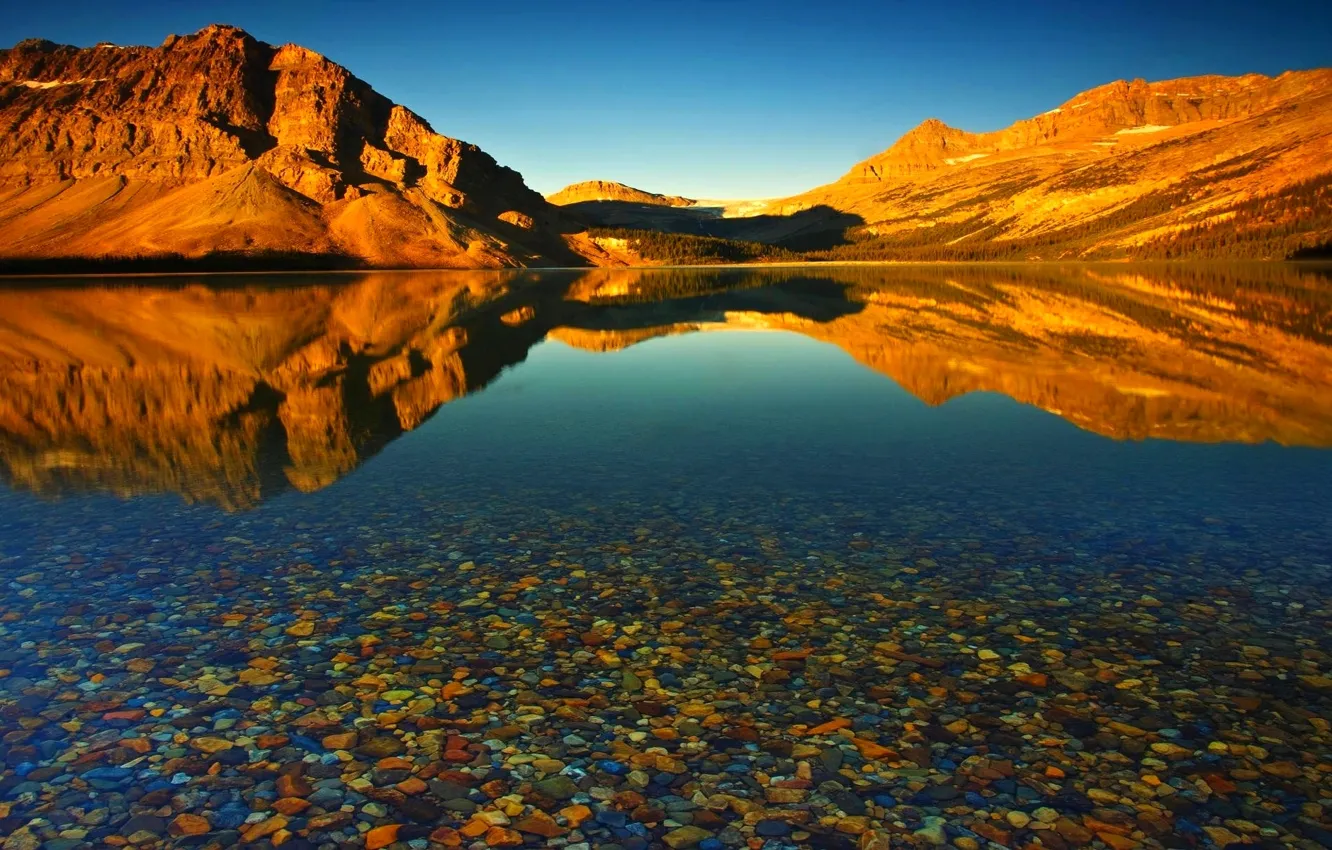Фото обои вода, горы, озеро, отражение