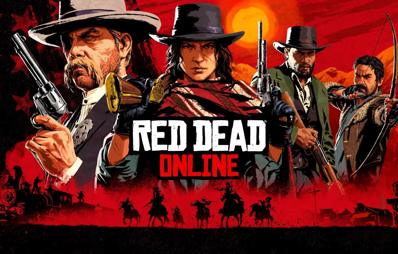 Фото обои бандиты, Rockstar, кавбои, дикий запад, Red Dead Redemption 2, Red Dead Online