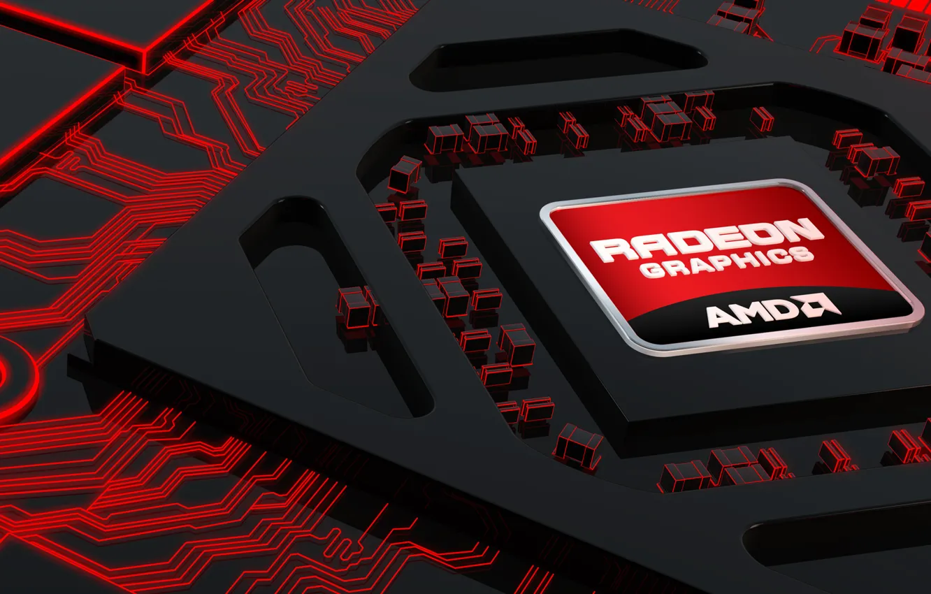 Фото обои полосы, неон, red, AMD, брэнд, brand, Radeon