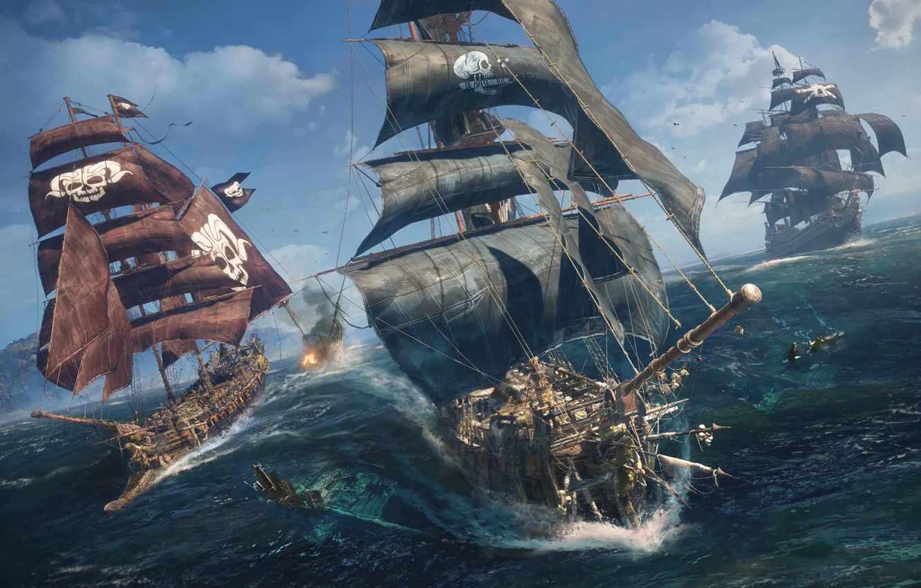 Фото обои вода, океан, корабли, Череп и кости, E3 2018, Skull & Bones