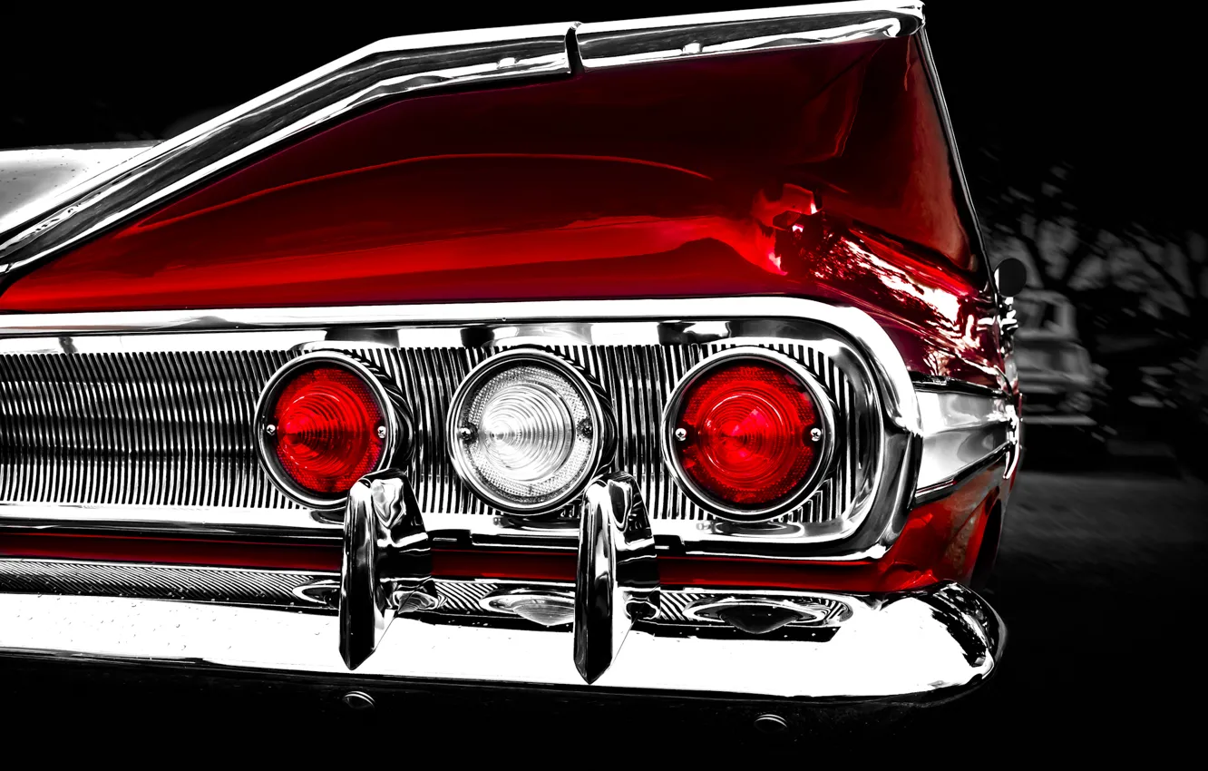 Фото обои ретро, отражение, фон, фары, Chevrolet, 1960, Шевроле, классика