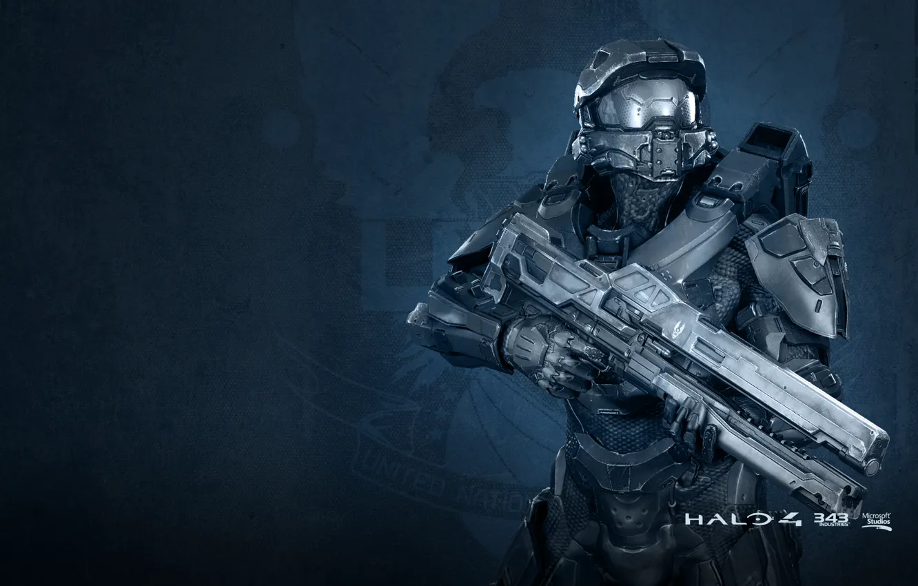 Фото обои солдат, винтовка, бронекостюм, Halo 4