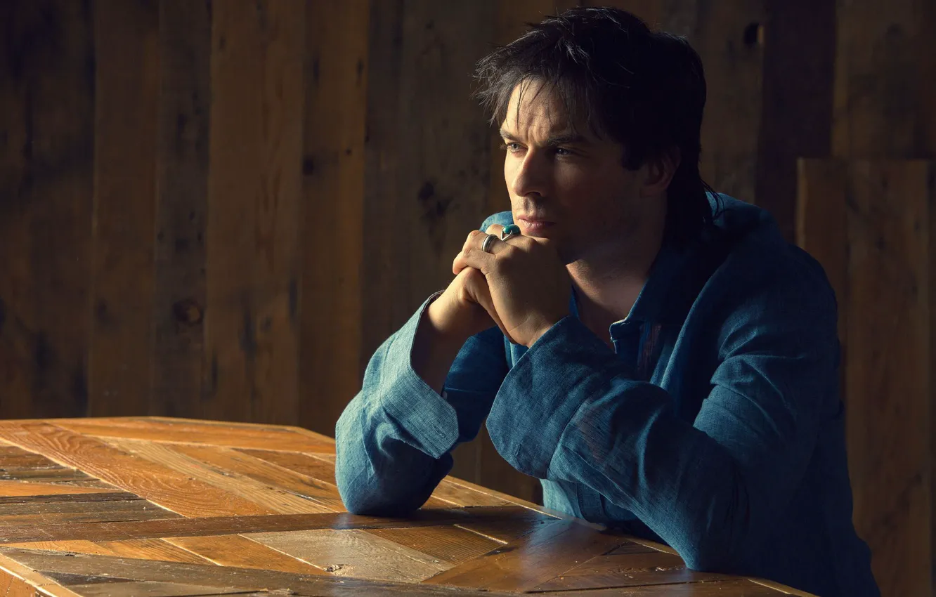 Фото обои взгляд, кольца, актер, профиль, рубашка, Ian Somerhalder, Йен Сомерхолдер