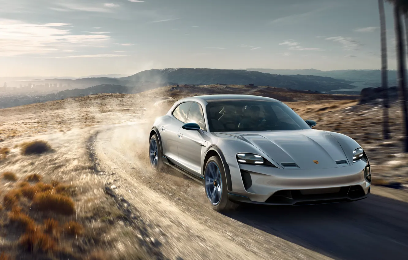 Фото обои Concept, Porsche, бездорожье, 2018, Mission E, Cross Turismo