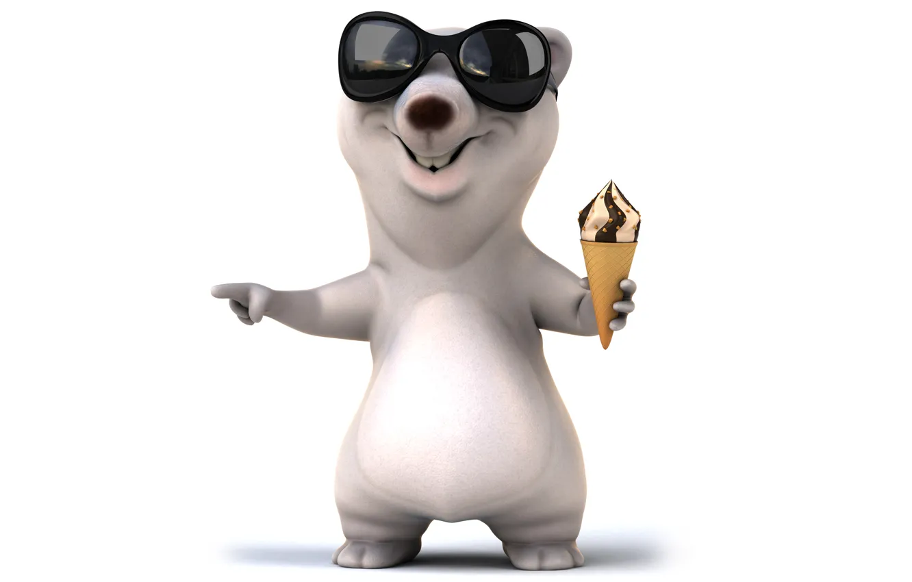 Фото обои медведь, character, funny, ice cream, white bear