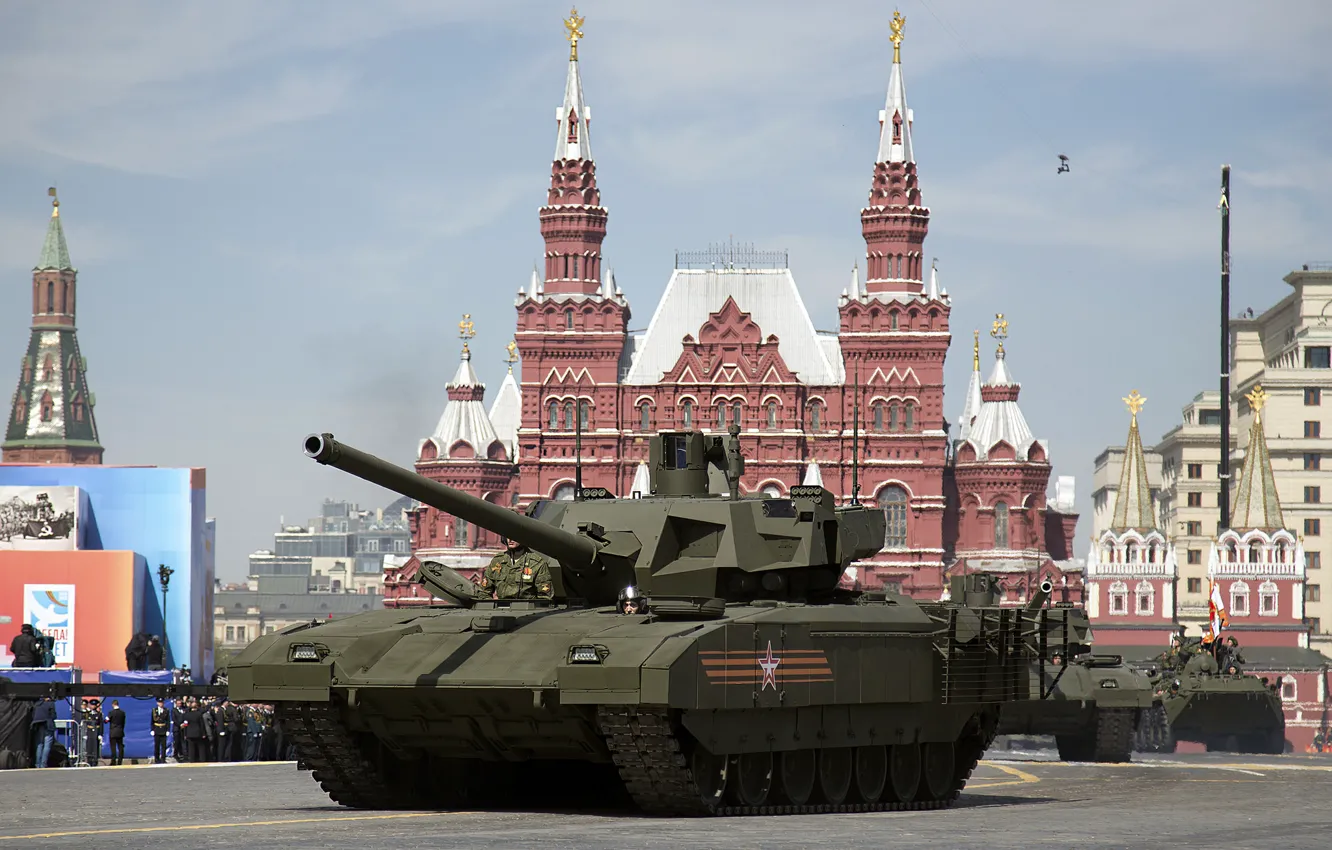 Фото обои праздник, день победы, парад, красная площадь, боевой танк, Армата, Т-14