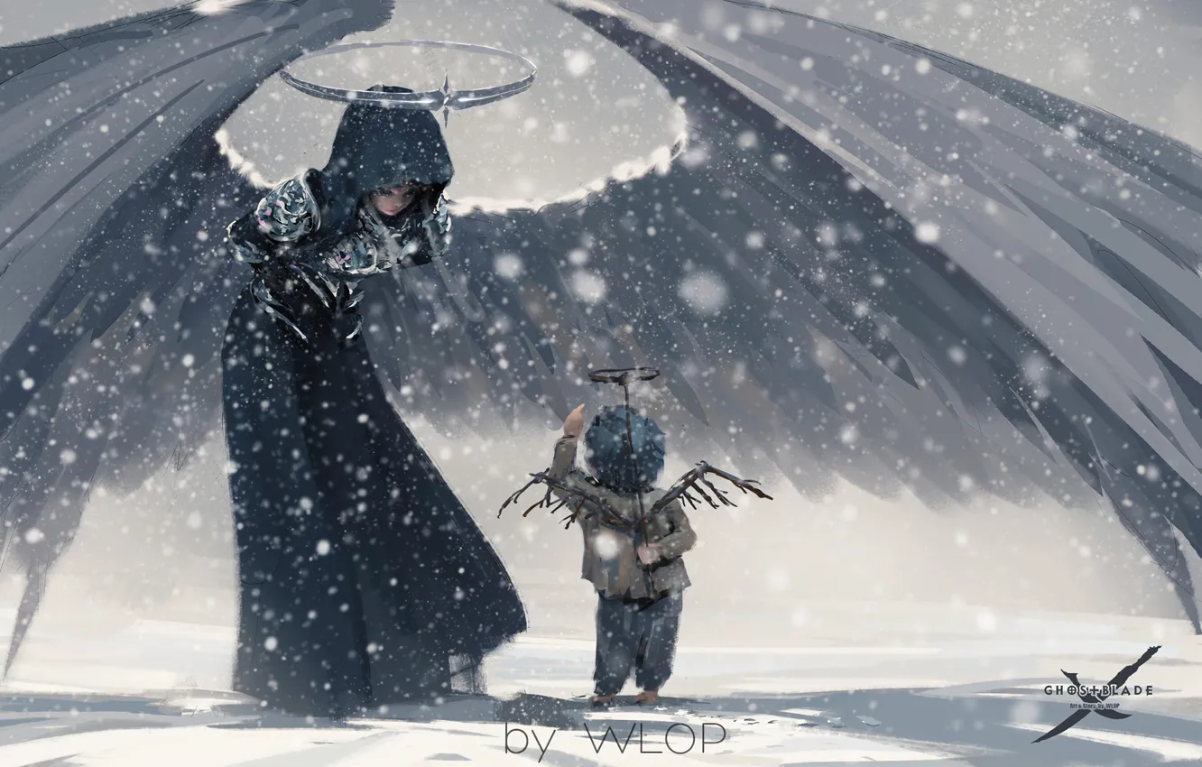 Фото обои Ангел, Art, Ghostblade, Wlop