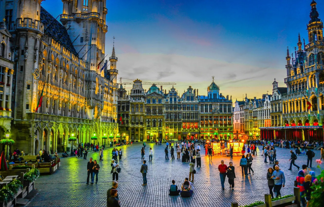 Фото обои площадь, Бельгия, Брюссель, ратуша