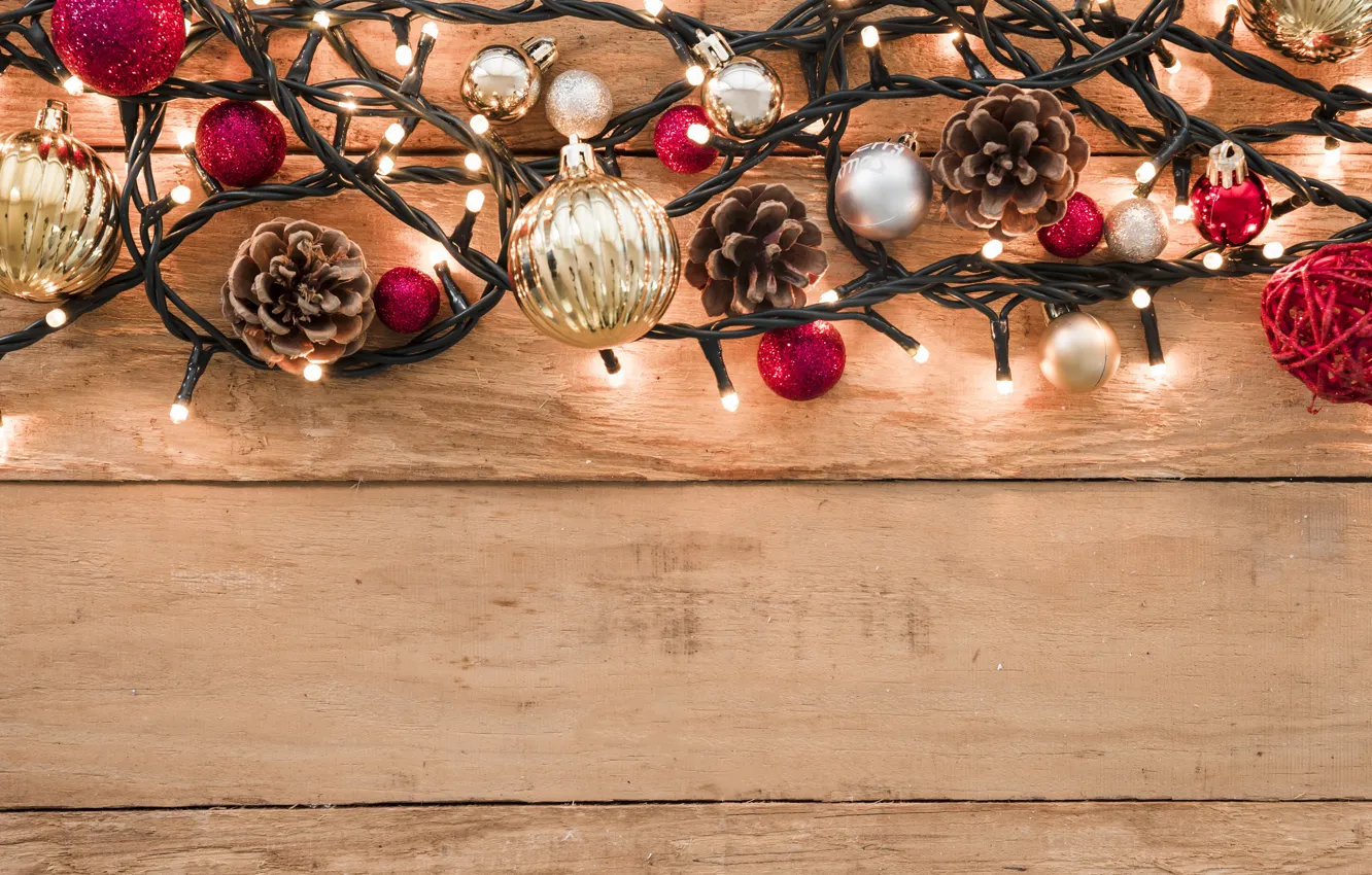 Фото обои украшения, Новый Год, Рождество, гирлянда, Christmas, wood, New Year, decoration