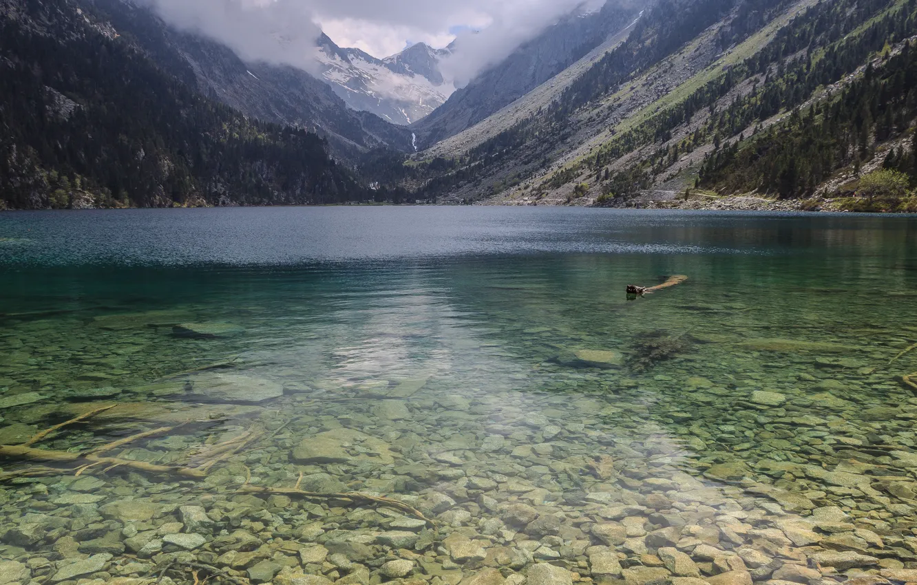 Фото обои прозрачность, горы, природа, озеро, камни